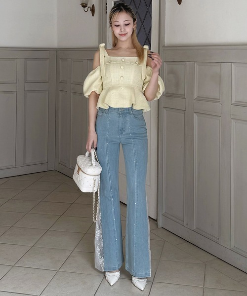 ROYAL PARTY(ロイヤルパーティー)の「liberty デニムフレアパンツ(デニムパンツ・レディース・インディゴブルー/ブルー・SMALL/MEDIUM)」の8枚目の写真