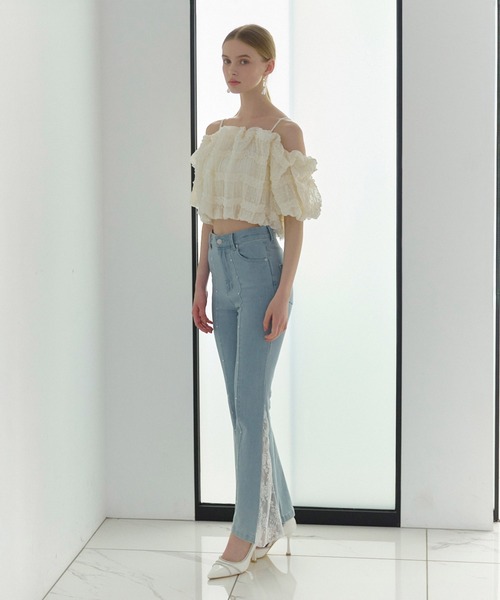 ROYAL PARTY(ロイヤルパーティー)の「liberty デニムフレアパンツ(デニムパンツ・レディース・インディゴブルー/ブルー・SMALL/MEDIUM)」の10枚目の写真