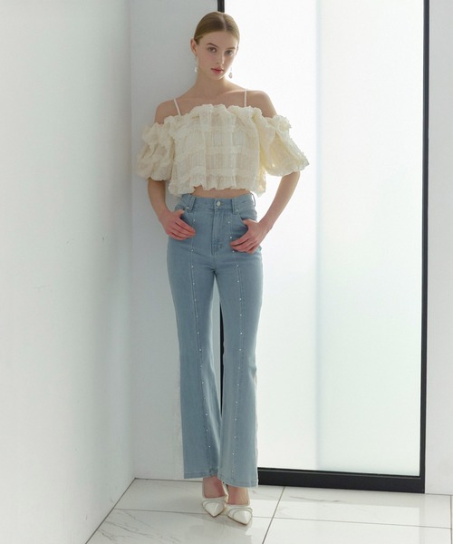 ROYAL PARTY(ロイヤルパーティー)の「liberty デニムフレアパンツ(デニムパンツ・レディース・インディゴブルー/ブルー・SMALL/MEDIUM)」の11枚目の写真