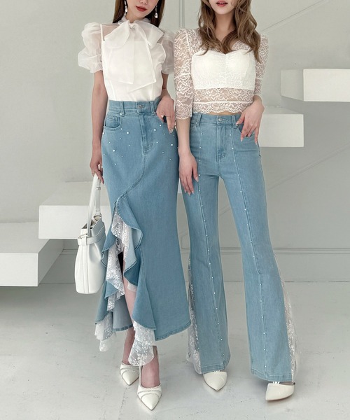 ROYAL PARTY（ロイヤルパーティー）の「liberty デニムフレアパンツ（デニムパンツ・レディース・インディゴブルー/ブルー・SMALL/MEDIUM）」の13枚目の写真
