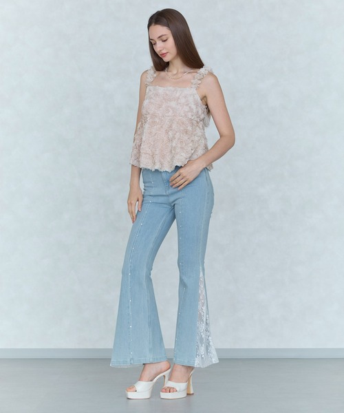ROYAL PARTY（ロイヤルパーティー）の「liberty デニムフレアパンツ（デニムパンツ・レディース・インディゴブルー/ブルー・SMALL/MEDIUM）」の16枚目の写真