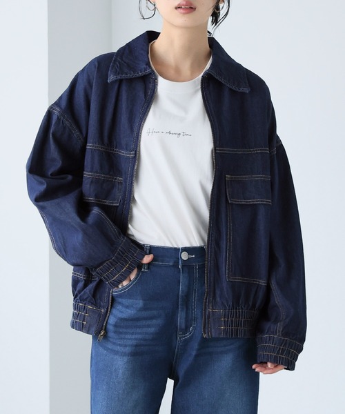 itto...（イット）の「デニムフライトジャケット（デニムジャケット・レディース・ブルー/インディゴブルー・M）」の2枚目の写真