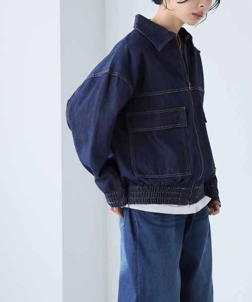 itto...（イット）の「デニムフライトジャケット（デニムジャケット・レディース・ブルー/インディゴブルー・M）」の13枚目の写真