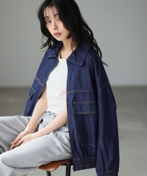 itto...（イット）の「デニムフライトジャケット（デニムジャケット・レディース・ブルー/インディゴブルー・M）」の14枚目の写真