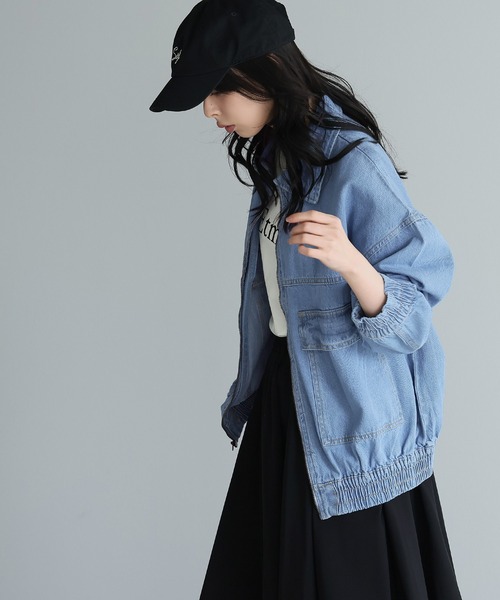 itto...（イット）の「デニムフライトジャケット（デニムジャケット・レディース・ブルー/インディゴブルー・M）」の3枚目の写真