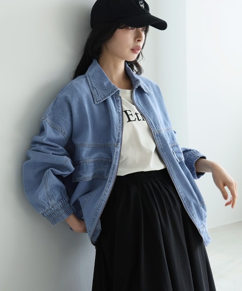 itto...（イット）の「デニムフライトジャケット（デニムジャケット・レディース・ブルー/インディゴブルー・M）」の4枚目の写真