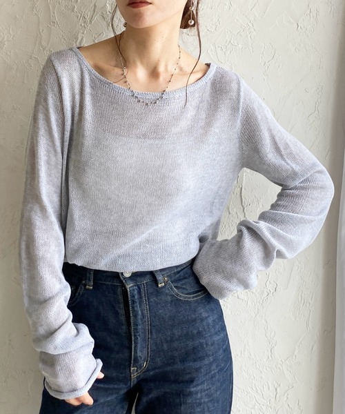 She's Closet(シーズクローゼット)の「透かし編み 長袖 シアー メッシュニット プルオーバー トップス(ニット/セーター・レディース・ブラック/アイボリー/ベージュ/グレー/ピンク/レッド/ブラウン・FREE)」の3枚目の写真