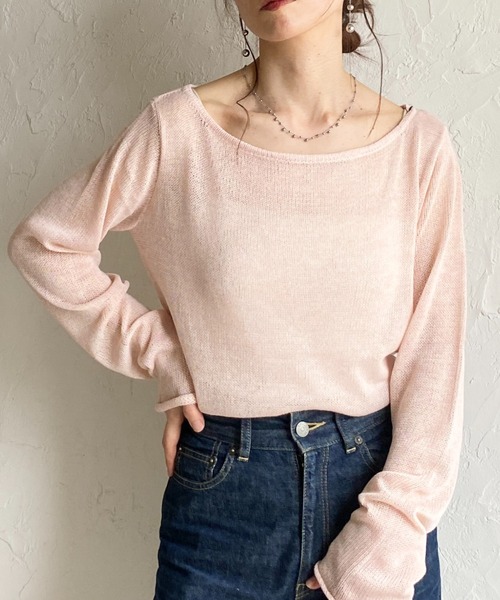 She's Closet(シーズクローゼット)の「透かし編み 長袖 シアー メッシュニット プルオーバー トップス(ニット/セーター・レディース・ブラック/アイボリー/ベージュ/グレー/ピンク/レッド/ブラウン・FREE)」の6枚目の写真