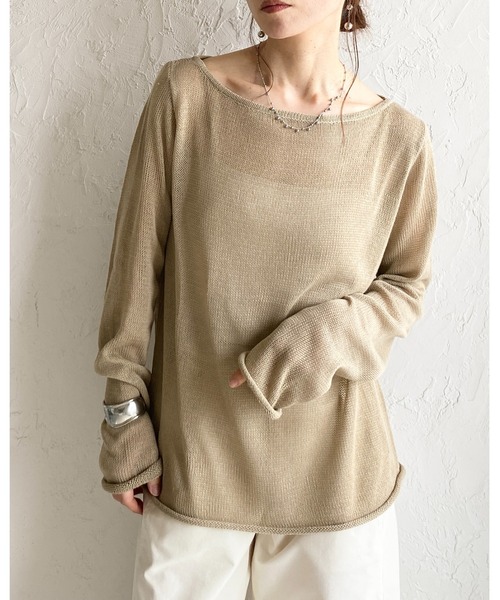 She's Closet(シーズクローゼット)の「透かし編み 長袖 シアー メッシュニット プルオーバー トップス(ニット/セーター・レディース・ブラック/アイボリー/ベージュ/グレー/ピンク/レッド/ブラウン・FREE)」の11枚目の写真