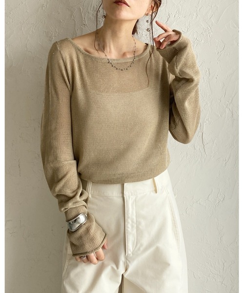 She's Closet(シーズクローゼット)の「透かし編み 長袖 シアー メッシュニット プルオーバー トップス(ニット/セーター・レディース・ブラック/アイボリー/ベージュ/グレー/ピンク/レッド/ブラウン・FREE)」の12枚目の写真