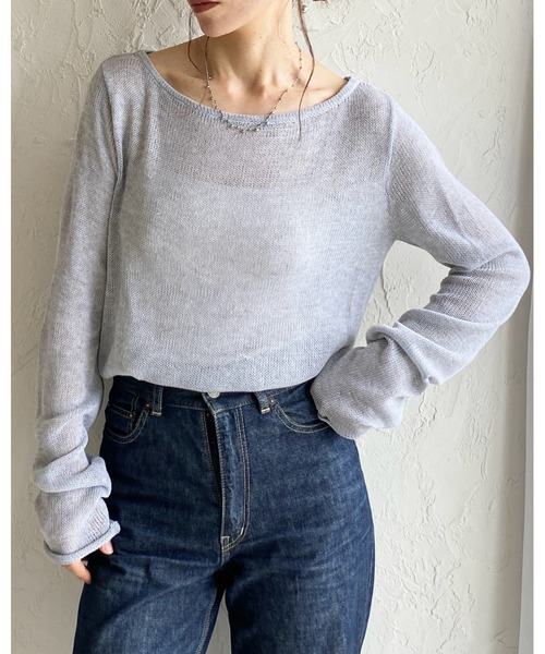 She's Closet(シーズクローゼット)の「透かし編み 長袖 シアー メッシュニット プルオーバー トップス(ニット/セーター・レディース・ブラック/アイボリー/ベージュ/グレー/ピンク/レッド/ブラウン・FREE)」の13枚目の写真