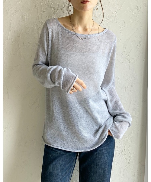 She's Closet(シーズクローゼット)の「透かし編み 長袖 シアー メッシュニット プルオーバー トップス(ニット/セーター・レディース・ブラック/アイボリー/ベージュ/グレー/ピンク/レッド/ブラウン・FREE)」の14枚目の写真