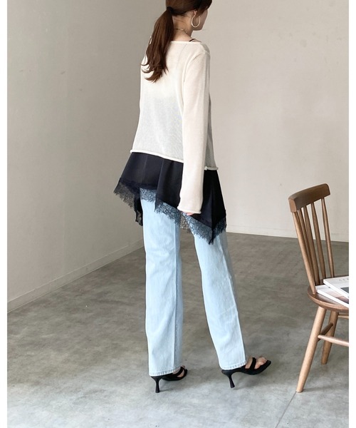 She's Closet(シーズクローゼット)の「透かし編み 長袖 シアー メッシュニット プルオーバー トップス(ニット/セーター・レディース・ブラック/アイボリー/ベージュ/グレー/ピンク/レッド/ブラウン・FREE)」の17枚目の写真