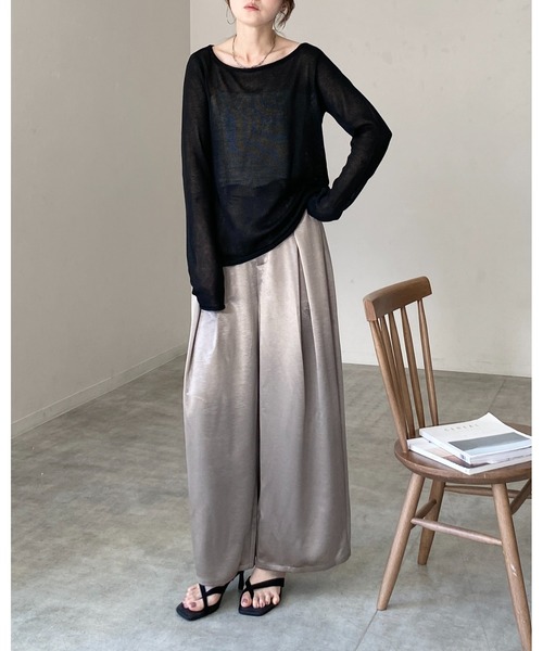 She's Closet(シーズクローゼット)の「透かし編み 長袖 シアー メッシュニット プルオーバー トップス(ニット/セーター・レディース・ブラック/アイボリー/ベージュ/グレー/ピンク/レッド/ブラウン・FREE)」の18枚目の写真