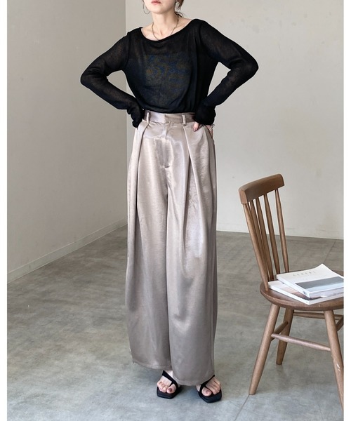 She's Closet(シーズクローゼット)の「透かし編み 長袖 シアー メッシュニット プルオーバー トップス(ニット/セーター・レディース・ブラック/アイボリー/ベージュ/グレー/ピンク/レッド/ブラウン・FREE)」の19枚目の写真