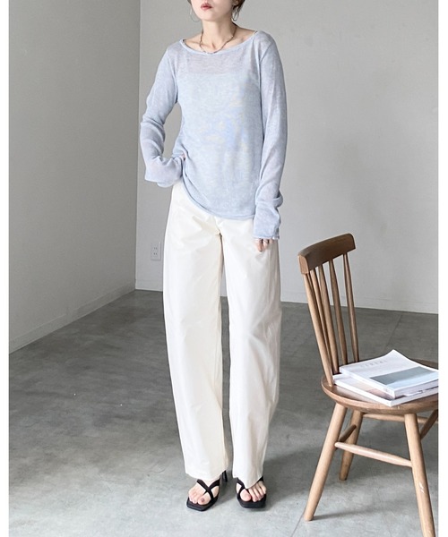 She's Closet(シーズクローゼット)の「透かし編み 長袖 シアー メッシュニット プルオーバー トップス(ニット/セーター・レディース・ブラック/アイボリー/ベージュ/グレー/ピンク/レッド/ブラウン・FREE)」の20枚目の写真