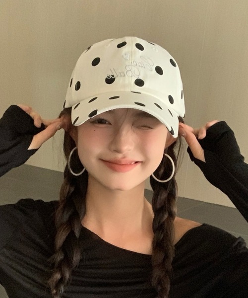 Vipoa（ヴィポア）の「ドット＆カモデザインキャップ（キャップ・レディース・ホワイト/ベージュ・FREE）」の10枚目の写真