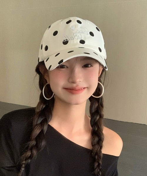 Vipoa（ヴィポア）の「ドット＆カモデザインキャップ（キャップ・レディース・ホワイト/ベージュ・FREE）」の9枚目の写真