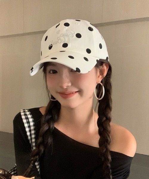 Vipoa（ヴィポア）の「ドット＆カモデザインキャップ（キャップ・レディース・ホワイト/ベージュ・FREE）」の8枚目の写真