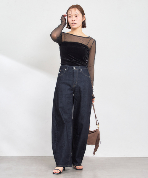 U by SPICK&SPAN(ユーバイスピックアンドスパン)の「SOMETHING / サムシング HANA CURVE TAPERED(デニムパンツ・レディース・ブルー/ネイビー・LARGE/X-SMALL/MEDIUM/SMALL)」の20枚目の写真