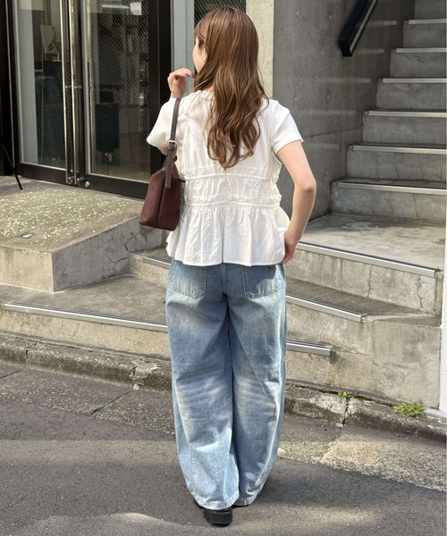 tiptop（ティップトップ）の「前後2wayリボン使いギャザーキャミブラウス（キャミソール・レディース・オフホワイト/ブラック/ブルー系その他/ホワイト系その他・FREE）」の12枚目の写真