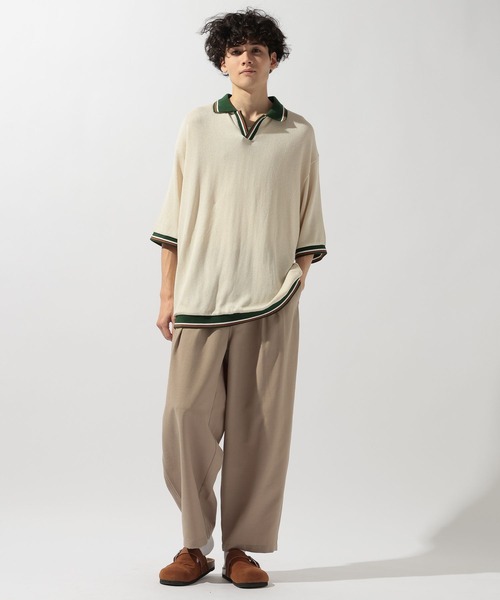 niko and...（ニコアンド）の「配色スキッパーポロ（ポロシャツ・メンズ・ブラウン/ネイビー/アイボリー・LARGE/MEDIUM）」の8枚目の写真