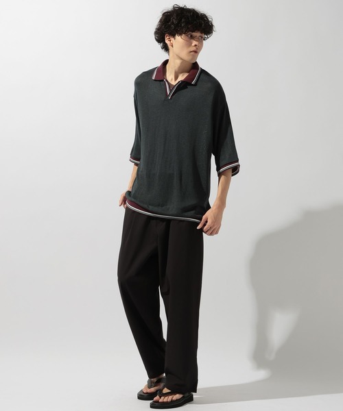 niko and...（ニコアンド）の「配色スキッパーポロ（ポロシャツ・メンズ・ブラウン/ネイビー/アイボリー・LARGE/MEDIUM）」の12枚目の写真