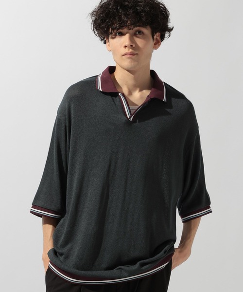niko and...（ニコアンド）の「配色スキッパーポロ（ポロシャツ・メンズ・ブラウン/ネイビー/アイボリー・LARGE/MEDIUM）」の13枚目の写真