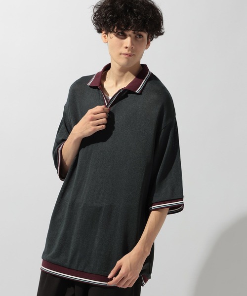 niko and...（ニコアンド）の「配色スキッパーポロ（ポロシャツ・メンズ・ブラウン/ネイビー/アイボリー・LARGE/MEDIUM）」の14枚目の写真