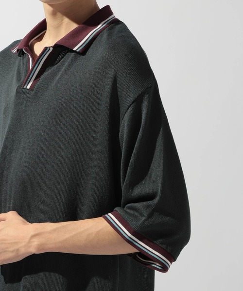 niko and...（ニコアンド）の「配色スキッパーポロ（ポロシャツ・メンズ・ブラウン/ネイビー/アイボリー・LARGE/MEDIUM）」の19枚目の写真