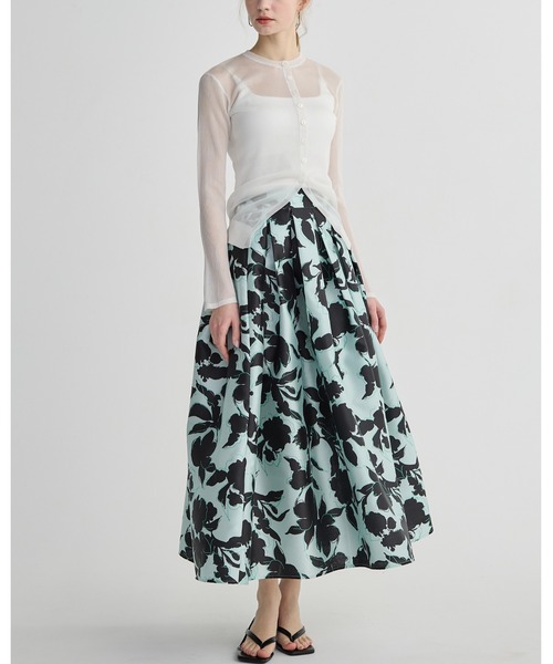 BIRTHDAY BASH(バースデイバッシュ)の「FLOWER VOLUME FLARE SKIRT(フラワーボリュームフレアスカート)(スカート・レディース・ミント/ホワイト・SMALL/MEDIUM)」の8枚目の写真