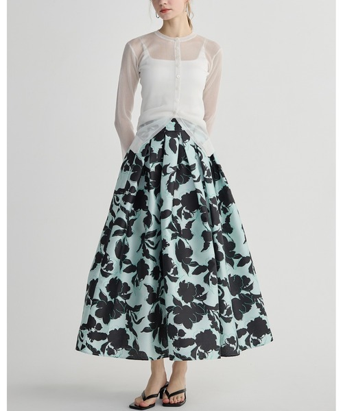 BIRTHDAY BASH(バースデイバッシュ)の「FLOWER VOLUME FLARE SKIRT(フラワーボリュームフレアスカート)(スカート・レディース・ミント/ホワイト・SMALL/MEDIUM)」の9枚目の写真