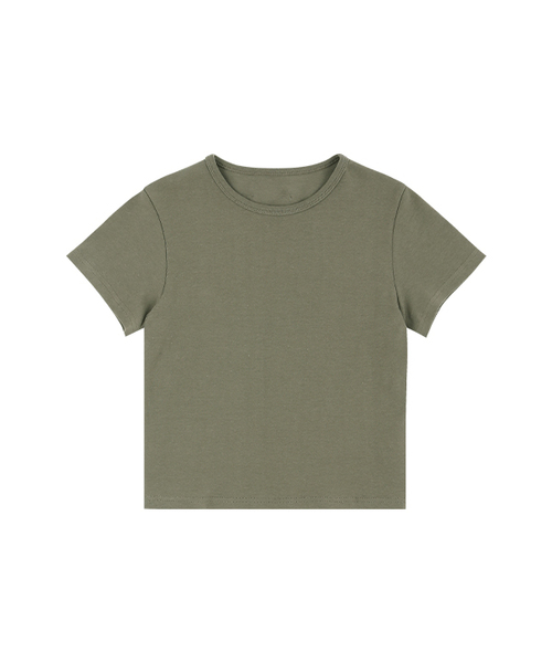 LAZYZ(レイジジ)の「デイリーTシャツ(3色)(Tシャツ/カットソー・レディース・カーキ/レッド/チャコールグレー・F)」の1枚目の写真
