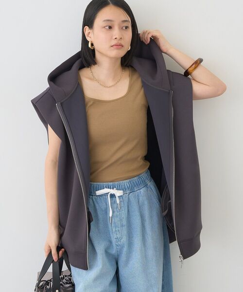 AMERICAN HOLIC（アメリカンホリック）の「ポンチZIPフーディーベスト（ベスト・レディース・アイボリー/杢グレー/チャコールグレー/ブラック・FREE）」の4枚目の写真