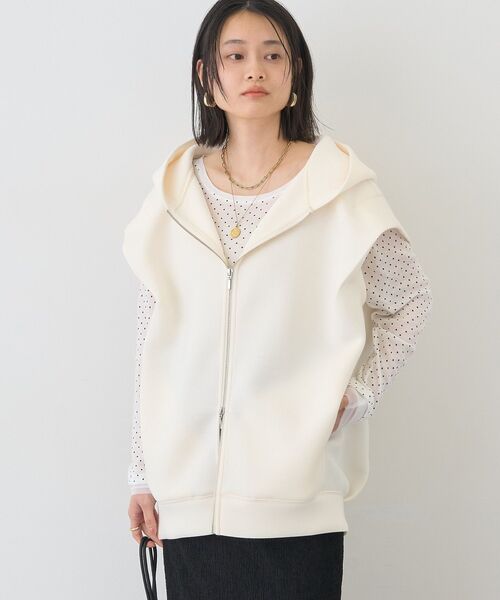 AMERICAN HOLIC（アメリカンホリック）の「ポンチZIPフーディーベスト（ベスト・レディース・アイボリー/杢グレー/チャコールグレー/ブラック・FREE）」の2枚目の写真