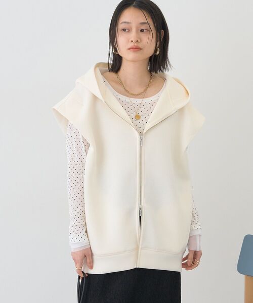 AMERICAN HOLIC（アメリカンホリック）の「ポンチZIPフーディーベスト（ベスト・レディース・アイボリー/杢グレー/チャコールグレー/ブラック・FREE）」の5枚目の写真