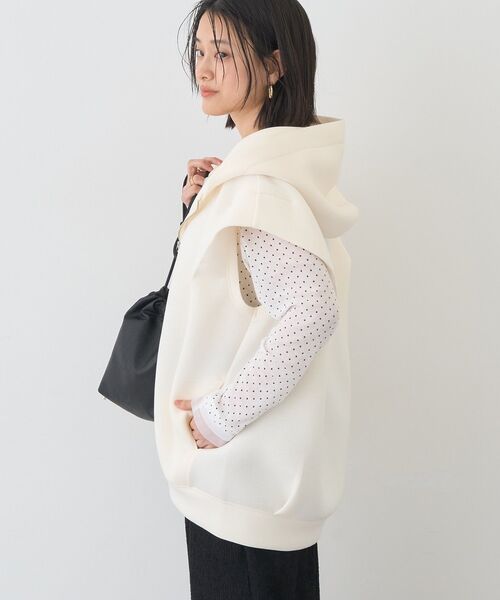 AMERICAN HOLIC（アメリカンホリック）の「ポンチZIPフーディーベスト（ベスト・レディース・アイボリー/杢グレー/チャコールグレー/ブラック・FREE）」の6枚目の写真