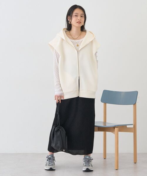 AMERICAN HOLIC（アメリカンホリック）の「ポンチZIPフーディーベスト（ベスト・レディース・アイボリー/杢グレー/チャコールグレー/ブラック・FREE）」の8枚目の写真