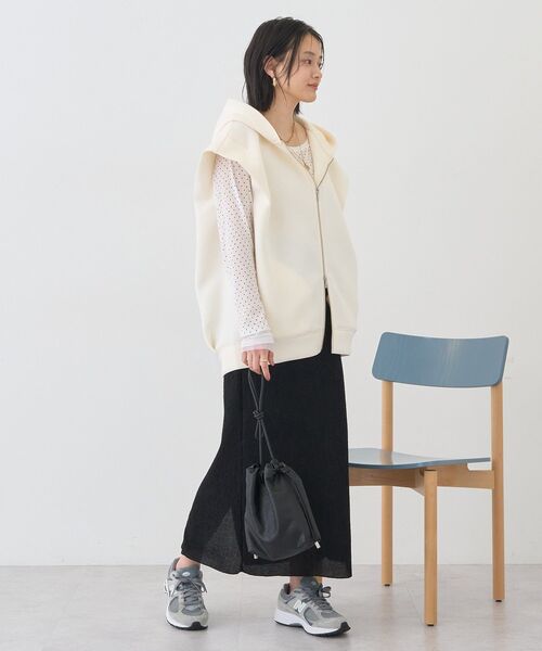 AMERICAN HOLIC（アメリカンホリック）の「ポンチZIPフーディーベスト（ベスト・レディース・アイボリー/杢グレー/チャコールグレー/ブラック・FREE）」の9枚目の写真