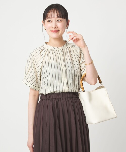 Stand stripe blouse — рубашка в стойку с полосой