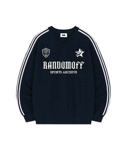 RANDOMOFF(ランダムオフ)の「STAR CREST SPORTY TRACK V-NECK OVER FIT SWEATSHIRT (4color)(スウェット・メンズ・ライトグレー/ブラック/ネイビー/グレー・SMALL/MEDIUM/LARGE)」の4枚目の写真