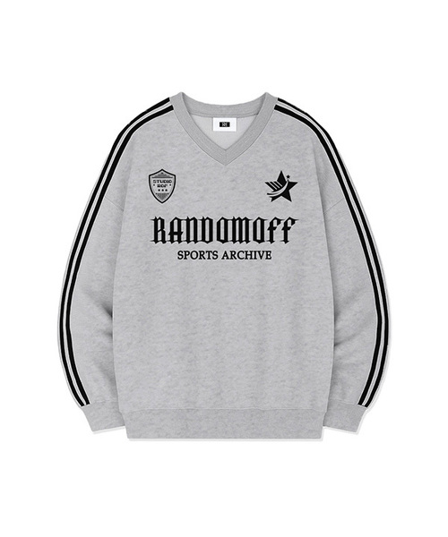 RANDOMOFF(ランダムオフ)の「STAR CREST SPORTY TRACK V-NECK OVER FIT SWEATSHIRT (4color)(スウェット・メンズ・ライトグレー/ブラック/ネイビー/グレー・SMALL/MEDIUM/LARGE)」の3枚目の写真