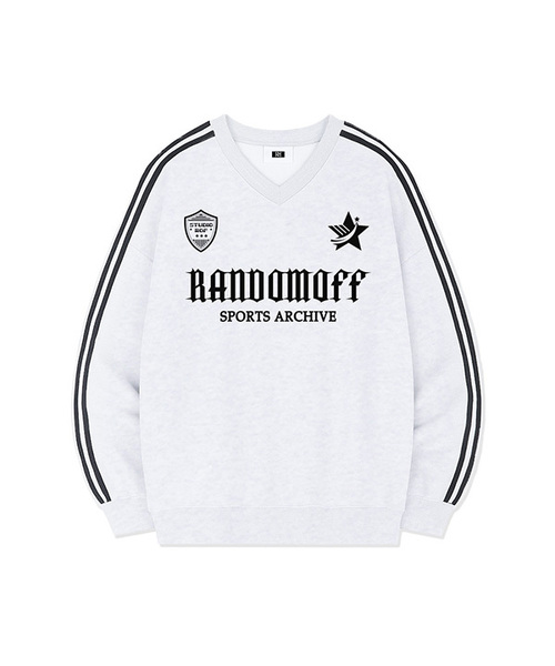 RANDOMOFF(ランダムオフ)の「STAR CREST SPORTY TRACK V-NECK OVER FIT SWEATSHIRT (4color)(スウェット・メンズ・ライトグレー/ブラック/ネイビー/グレー・SMALL/MEDIUM/LARGE)」の2枚目の写真