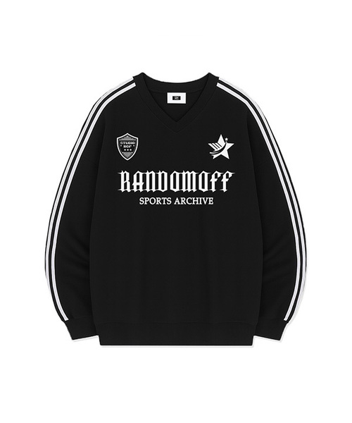 RANDOMOFF(ランダムオフ)の「STAR CREST SPORTY TRACK V-NECK OVER FIT SWEATSHIRT (4color)(スウェット・メンズ・ライトグレー/ブラック/ネイビー/グレー・SMALL/MEDIUM/LARGE)」の1枚目の写真