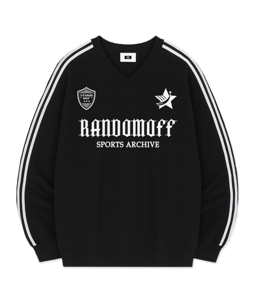 RANDOMOFF(ランダムオフ)の「STAR CREST SPORTY TRACK V-NECK OVER FIT SWEATSHIRT (4color)(スウェット・メンズ・ライトグレー/ブラック/ネイビー/グレー・SMALL/MEDIUM/LARGE)」の5枚目の写真