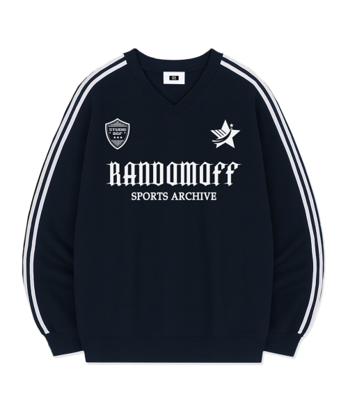 RANDOMOFF(ランダムオフ)の「STAR CREST SPORTY TRACK V-NECK OVER FIT SWEATSHIRT (4color)(スウェット・メンズ・ライトグレー/ブラック/ネイビー/グレー・SMALL/MEDIUM/LARGE)」の7枚目の写真