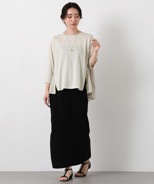 Gready Brilliant(グレディブリリアン)の「バックプリーツ脇ファスナーカットソー(Tシャツ/カットソー・レディース・ネイビー/グレイッシュベージュ・FREE)」の6枚目の写真