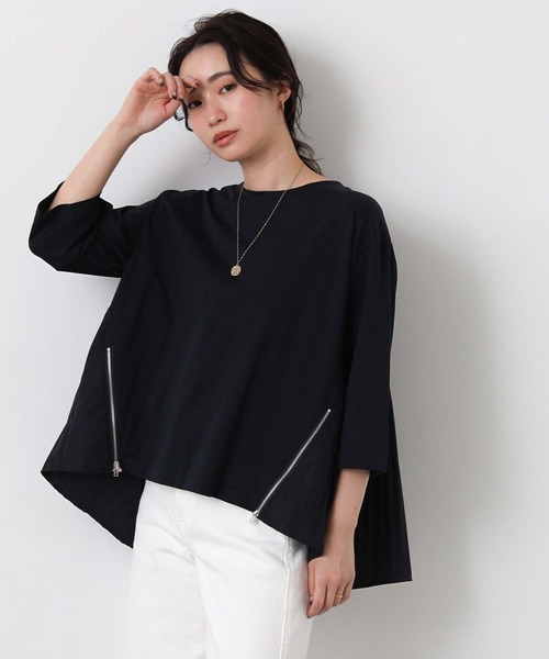 Gready Brilliant(グレディブリリアン)の「バックプリーツ脇ファスナーカットソー(Tシャツ/カットソー・レディース・ネイビー/グレイッシュベージュ・FREE)」の19枚目の写真