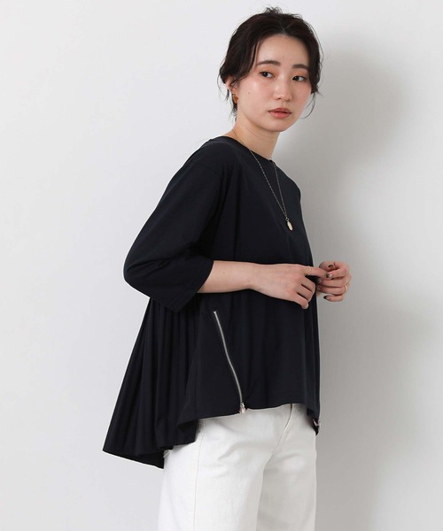 Gready Brilliant(グレディブリリアン)の「バックプリーツ脇ファスナーカットソー(Tシャツ/カットソー・レディース・ネイビー/グレイッシュベージュ・FREE)」の20枚目の写真