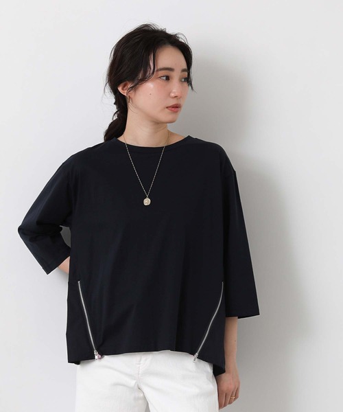 Gready Brilliant(グレディブリリアン)の「バックプリーツ脇ファスナーカットソー(Tシャツ/カットソー・レディース・ネイビー/グレイッシュベージュ・FREE)」の21枚目の写真